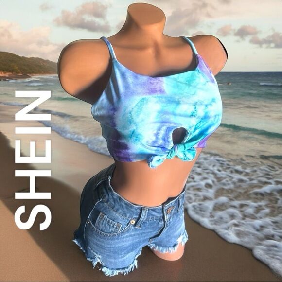 SHEIN Swimwear l Tie-Dye, Tie-Front l Bathing Suit Top l XL l EUC - Picture 1 of 9